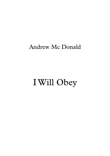 I Will Obey