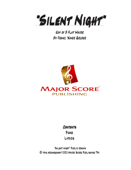 Silent Night - Solo Piano (Bb Major) (arr. MAJOR SCORE PUBLISHING TM.)