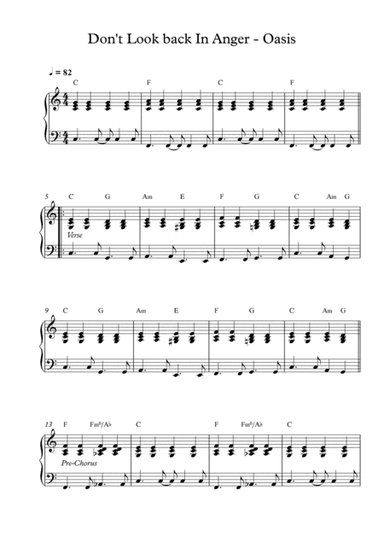 Don't Look Back In Anger (arr. Pineapplechord)