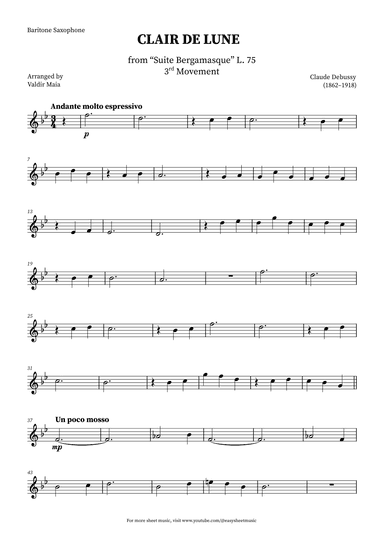 Clair de Lune - Baritone Sax (arr. Valdir Maia)