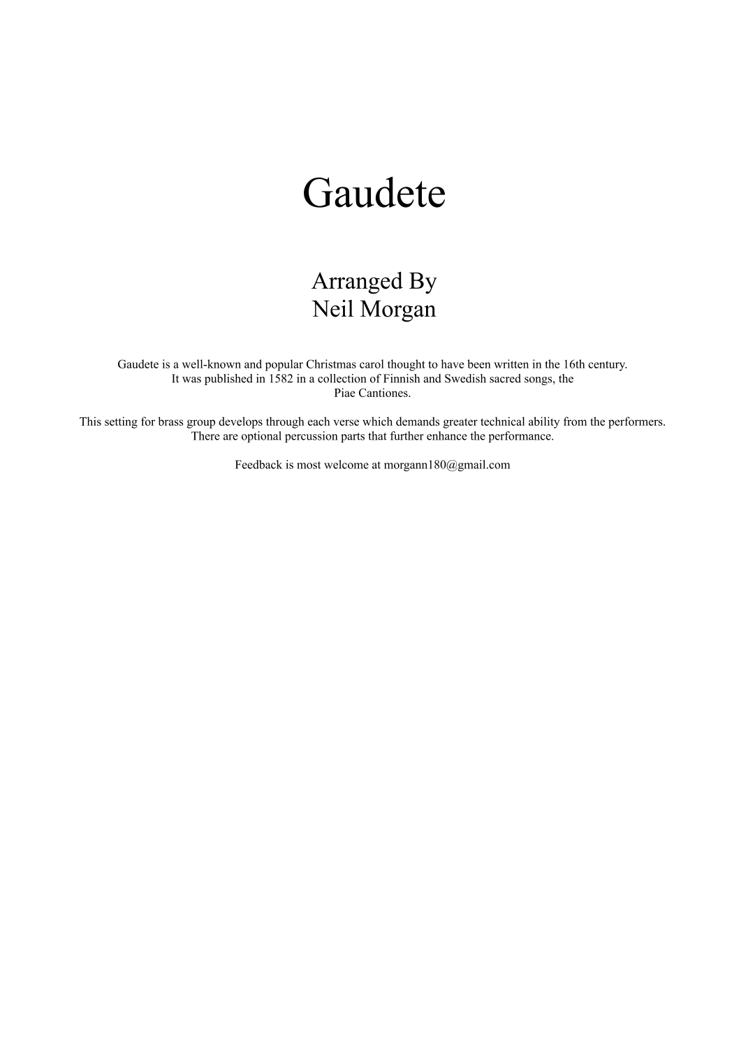 Gaudete (arr. Neil Morgan)