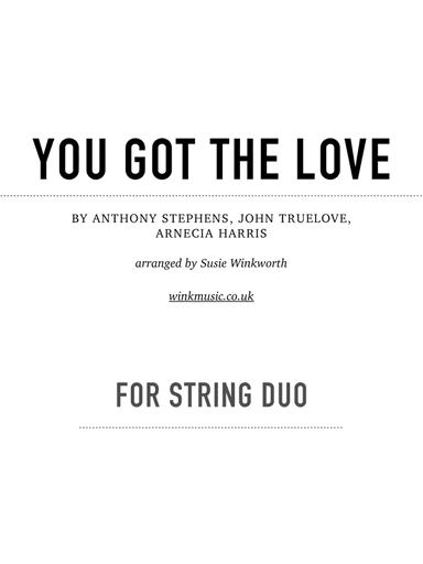 You Got The Love (arr. Susie Winkworth winkmusic.co.uk)