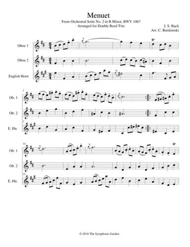 Bach - Menuet from Orchestral Suite No. 2 in B Minor - double reed trio (2 oboes and English horn) (arr. C. Burdzinski)