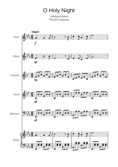 O Holy Night - Woodwind Quintet w/ Piano (arr. Ygor Nunes)