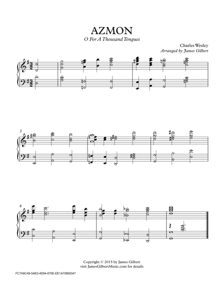 AZMON (O For A Thousand Tongues) (arr. James Gilbert)