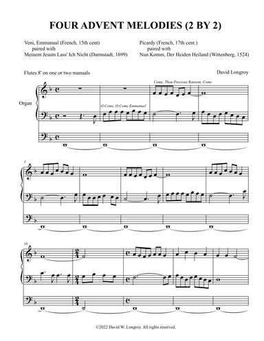 Four Advent Melodies (2 By 2) (arr. David Longroy)