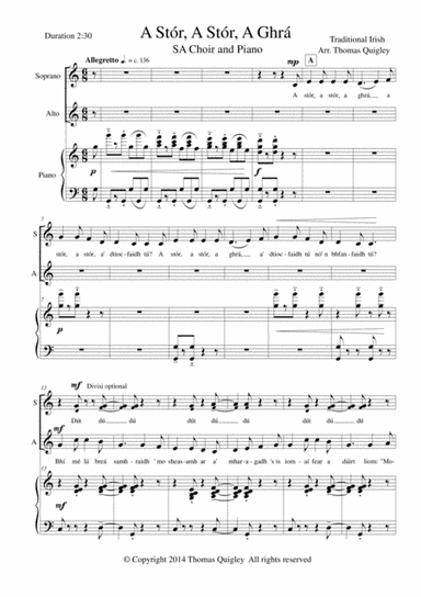 A Stór,a Stór, a Ghrá (arr. Thomas Quigley)