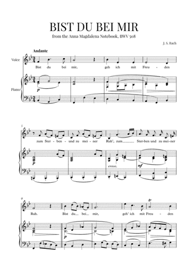 Bist du Bei Mir (B-flat Major) (arr. Cadenza Editions)