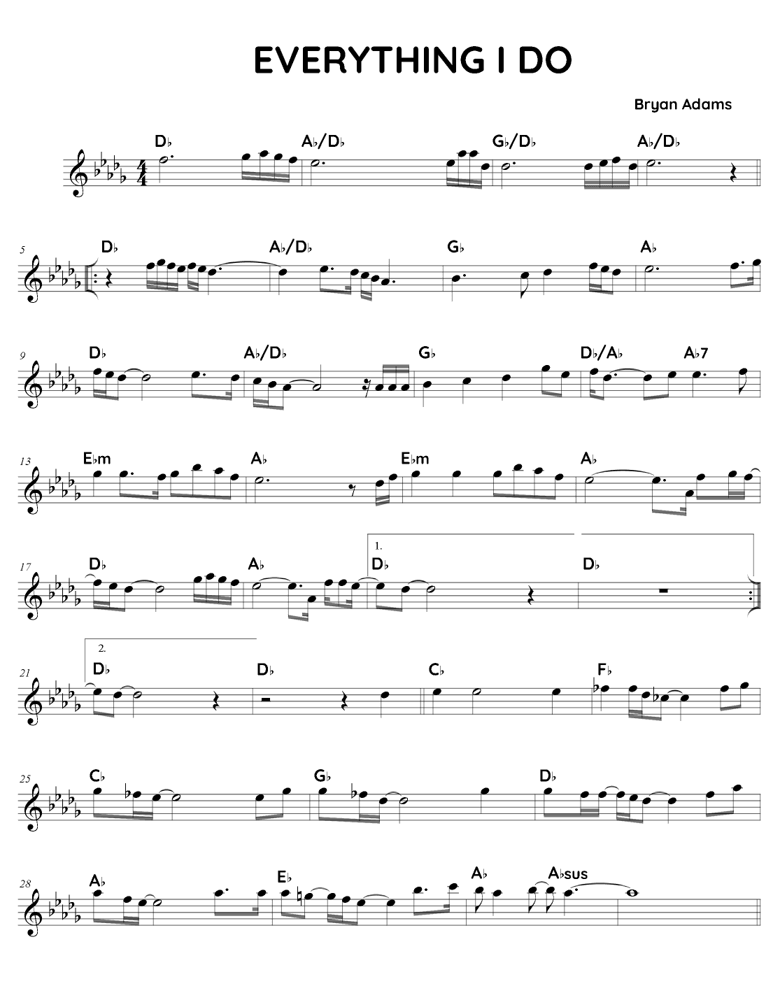 (everything I Do) I Do It For You (arr. Fake book Guy)