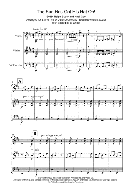 The Sun Has Got His Hat On (he's Coming Out Today) (arr. Julie Doubleday)