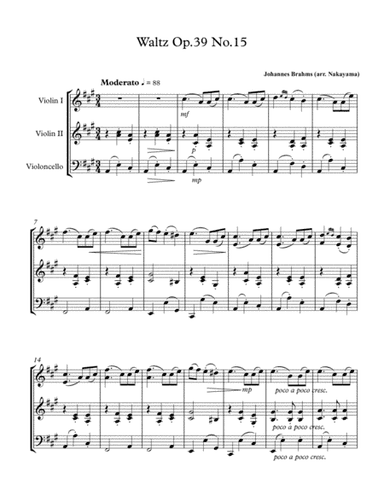 Brahms Waltz arr. for String Trio (arr. Midori Nakayama)