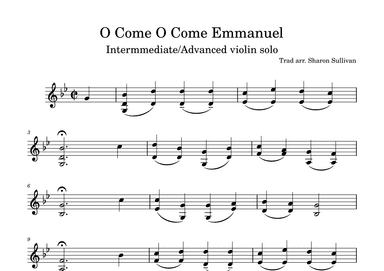 O Come O Come Emmanuel intermediate-advanced violin solo (arr. Sharon Sullivan)