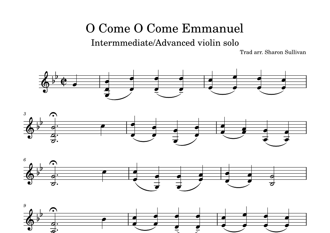 O Come O Come Emmanuel intermediate-advanced violin solo (arr. Sharon Sullivan)