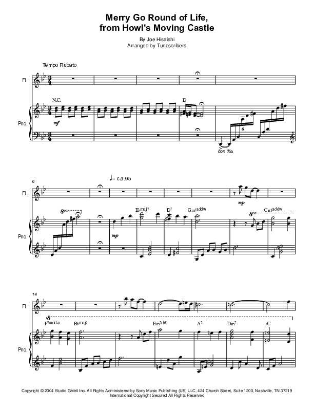 Merry Go Round of Life, from Howl's Moving Castle (arr. Tunescribers)