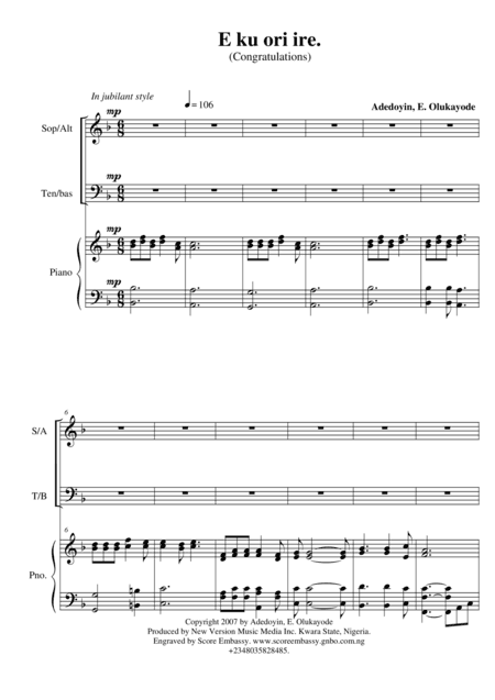 Eku ori ire (Congratulations)