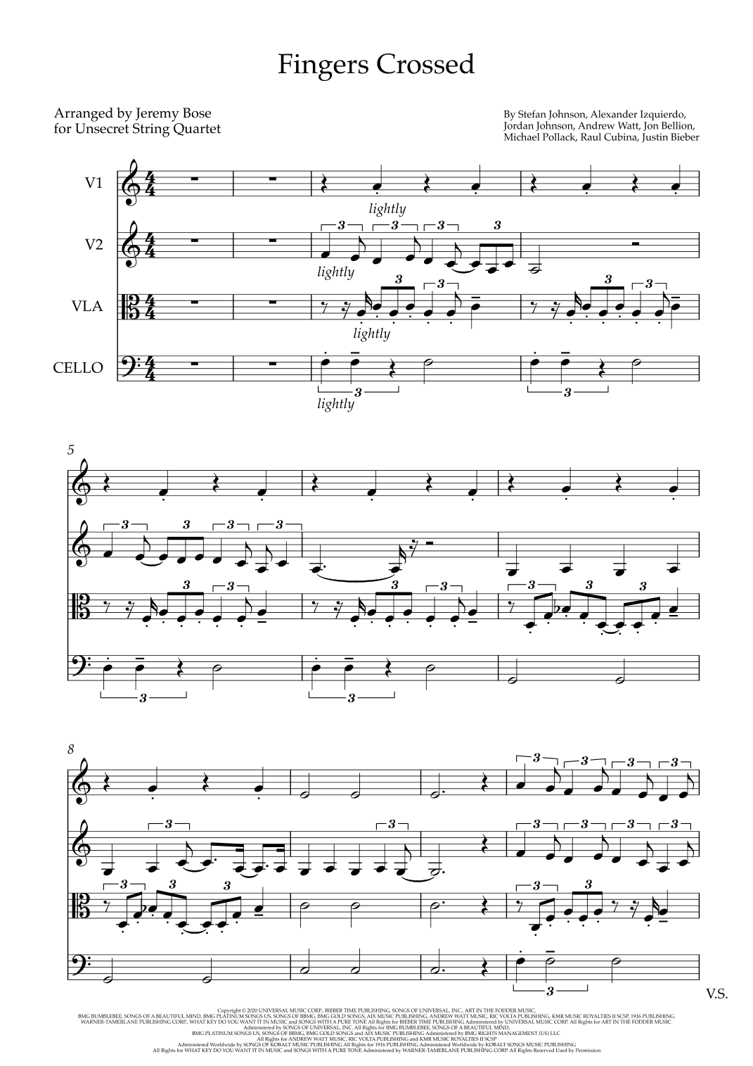 Fingers Crossed (arr. Jeremy Bose)