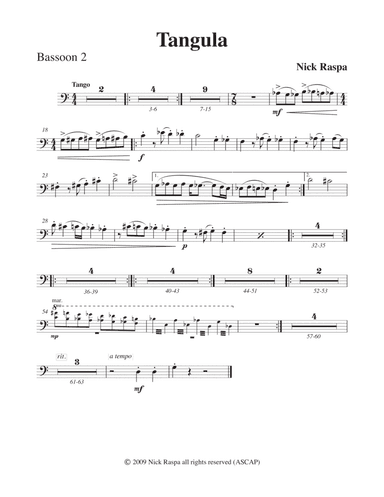 Tangula from Three Dances for Halloween - Bassoon 2 part