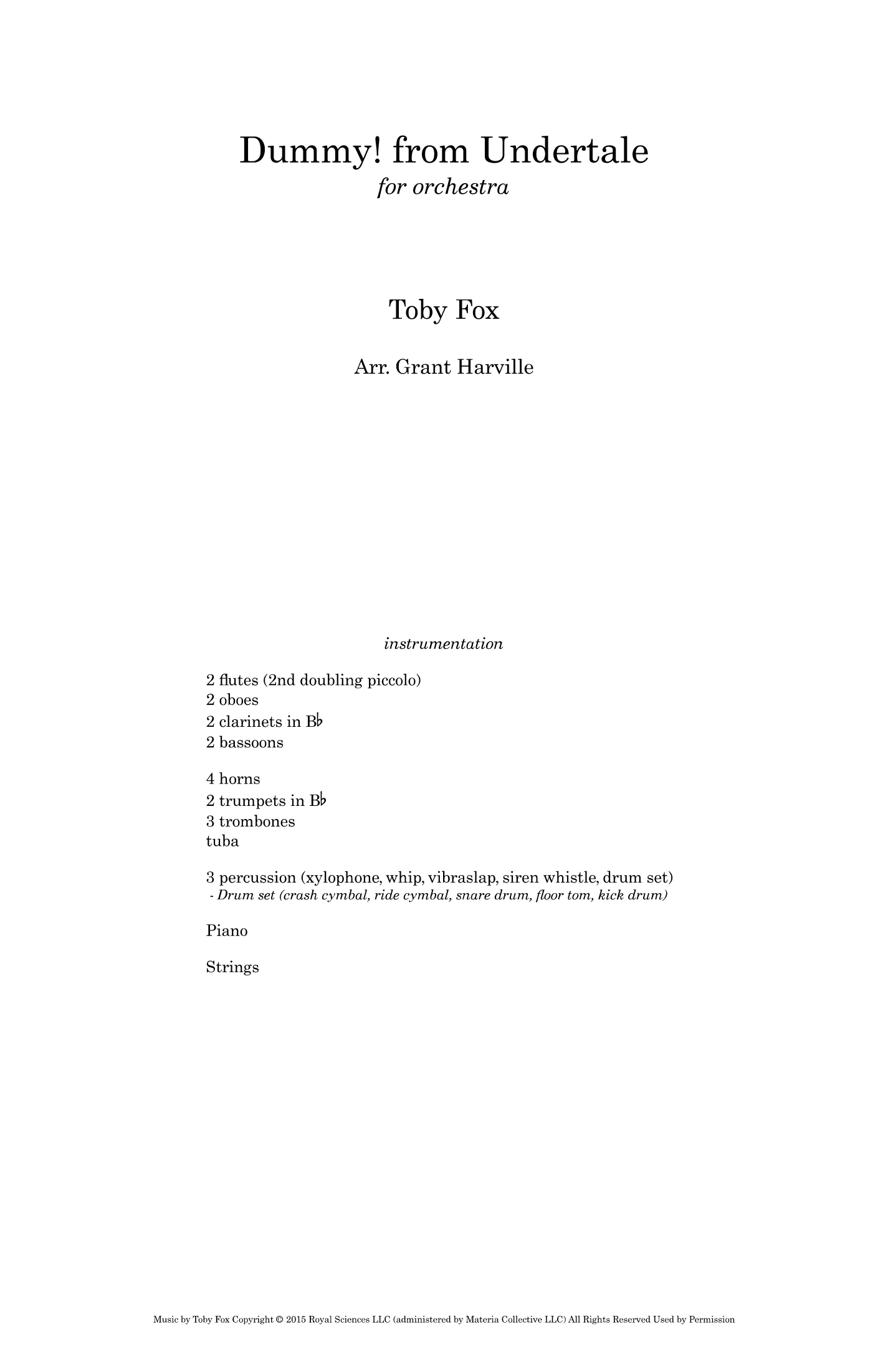 Dummy! (arr. Grant Harville)