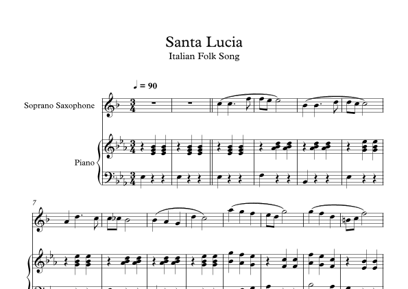 Santa Lucia - Italian Folk Song (Soprano Sax + Piano) (arr. Digital Book Music)