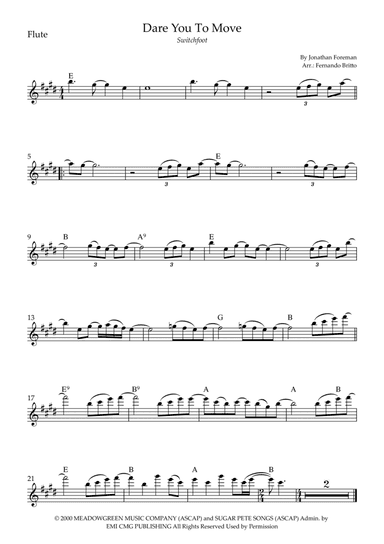 Dare You To Move (arr. Fernando Britto)