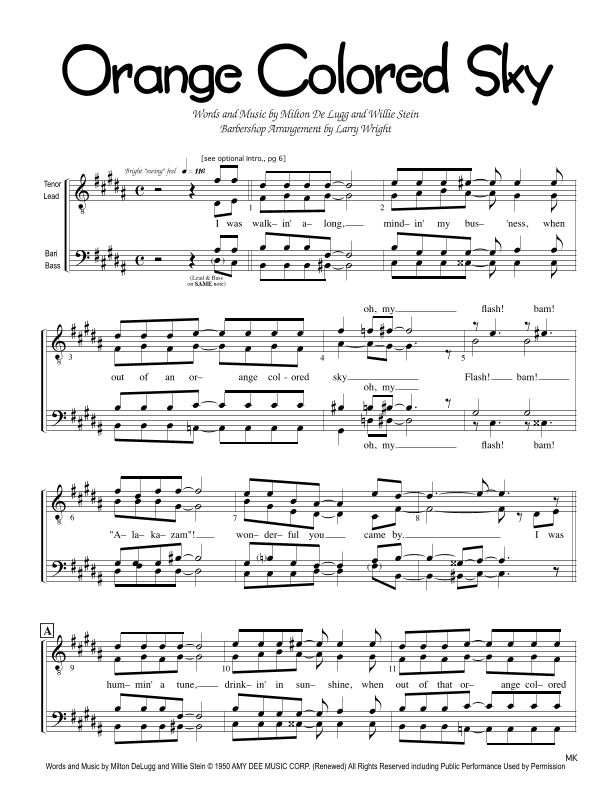 Orange Colored Sky (arr. Larry Wright)