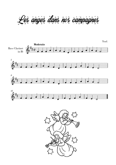 Les anges dans nos campagnes (for Bass Clarinet) (arr. Cadenza Editions)
