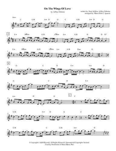 On The Wings Of Love (arr. Marco Polo C. Ignacio)