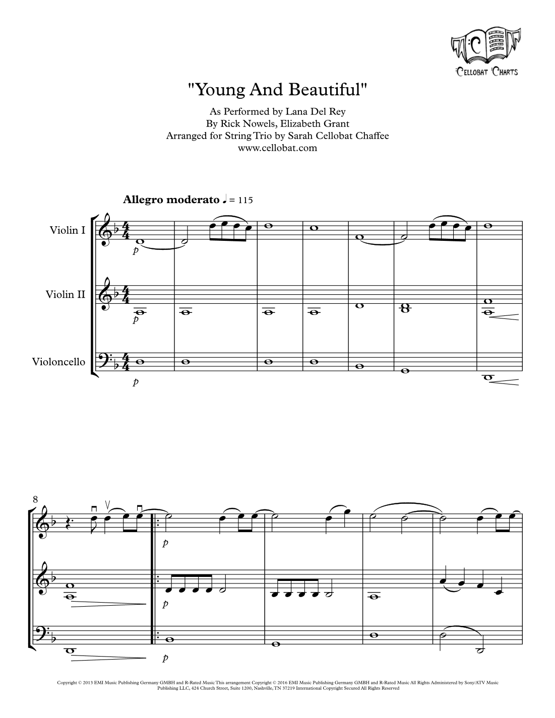 Young And Beautiful (arr. Sarah Cellobat Chaffee)
