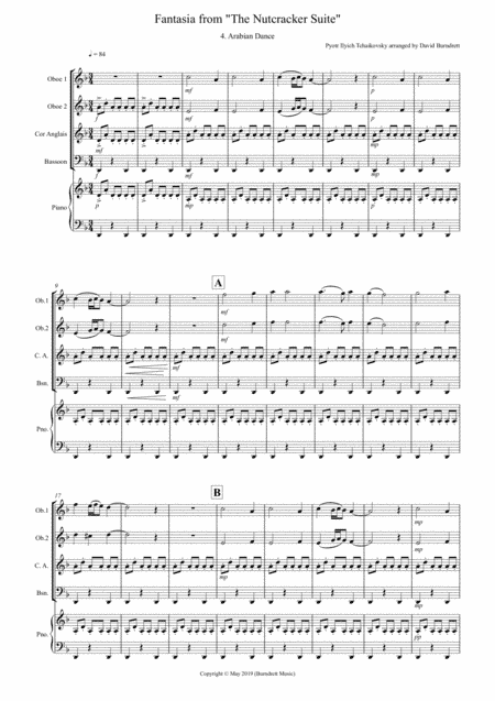 Arabian Dance (Fantasia from Nutcracker) for Double Reed Quartet (arr. David Burndrett)