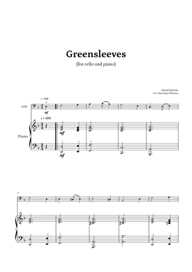 What Child Is This? (Greensleeves) - for cello and piano (arr. Henrique Oliveira)