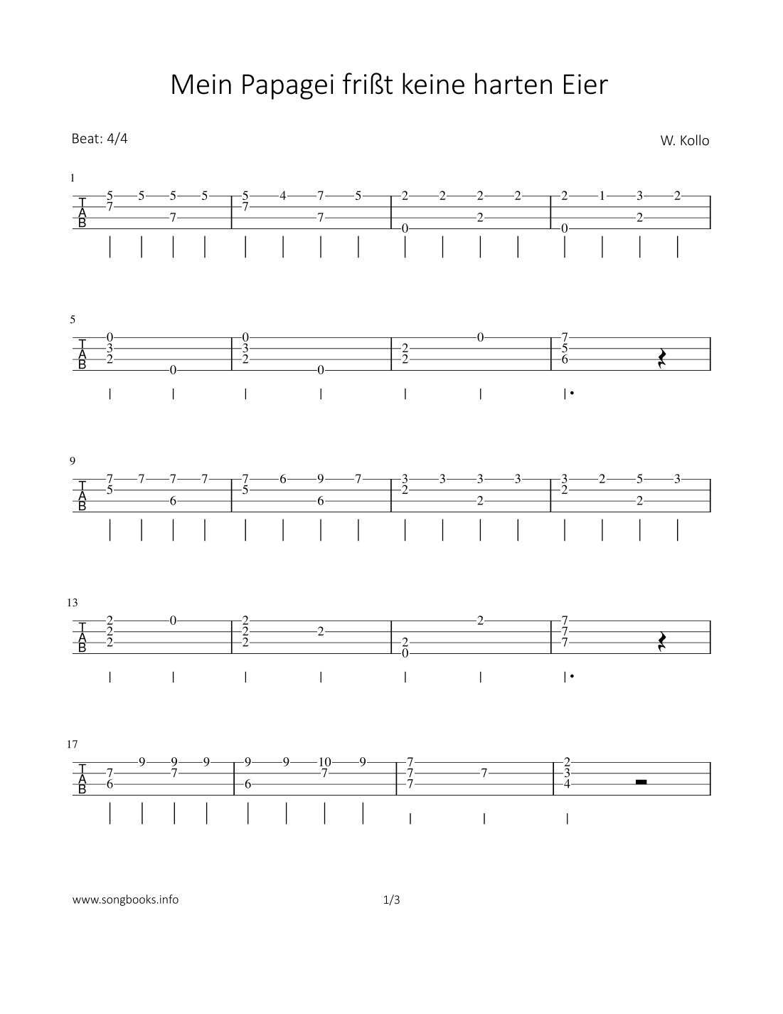 Mein Papagei frißt keine harten Eier (arr. Bettina Schipp)