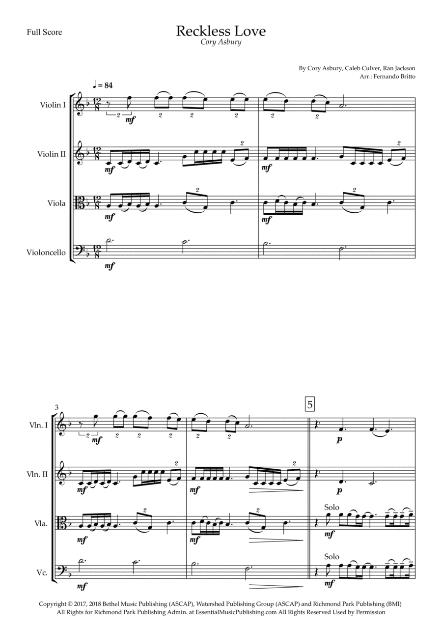 Reckless Love (arr. Fernando Britto)