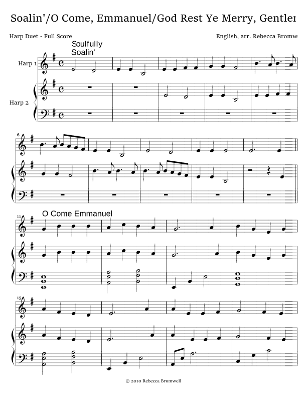 "Soalin'/O Come, Emmanuel/God Rest Ye Merry, Gentlemen" - Score Only (arr. Rebecca Bromwell)