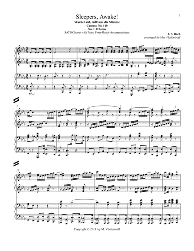Wachet auf, ruft uns die Stimme with Piano Four-Hands Accompaniment (arr. Max Vladimiroff)