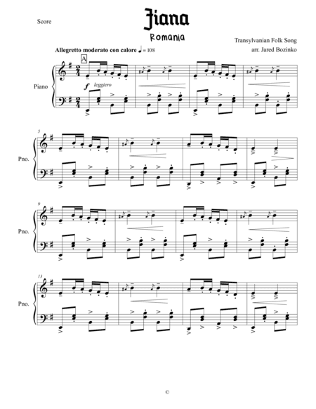 Jiana (arr. Jared Bozinko)