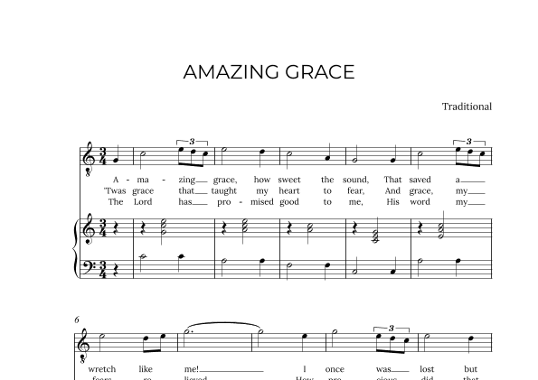 AMAZING GRACE - for piano and tenor in C major (arr. Alex Nunes Rodrigues)