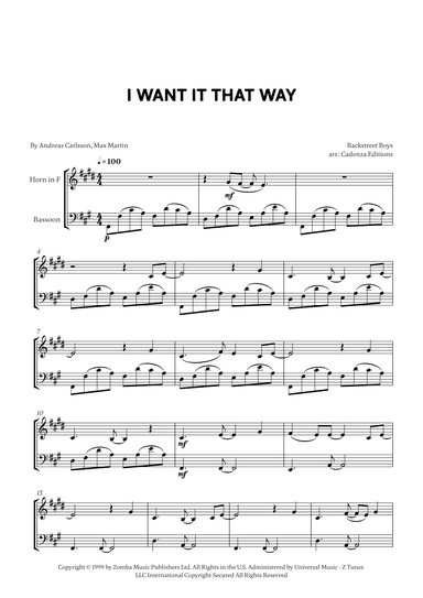I Want It That Way (arr. Cadenza Editions)