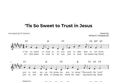 'Tis So Sweet to Trust in Jesus (Key of F-Sharp Major) (arr. R. Salvario)