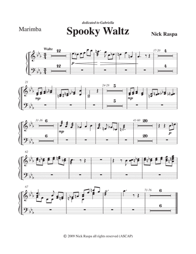 Spooky Waltz from Three Dances for Halloween - Marimba  part