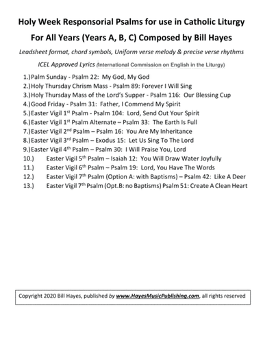 Holy Week Responsorial Psalms (13 Psalms)