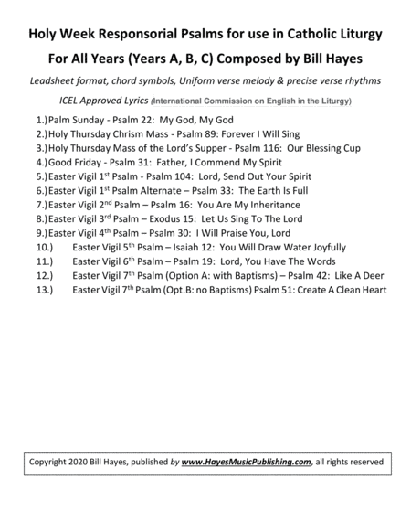 Holy Week Responsorial Psalms (13 Psalms)