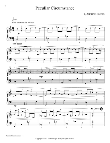 Peculiar Circumstance - From 24 Short Piano Pieces in All Keys