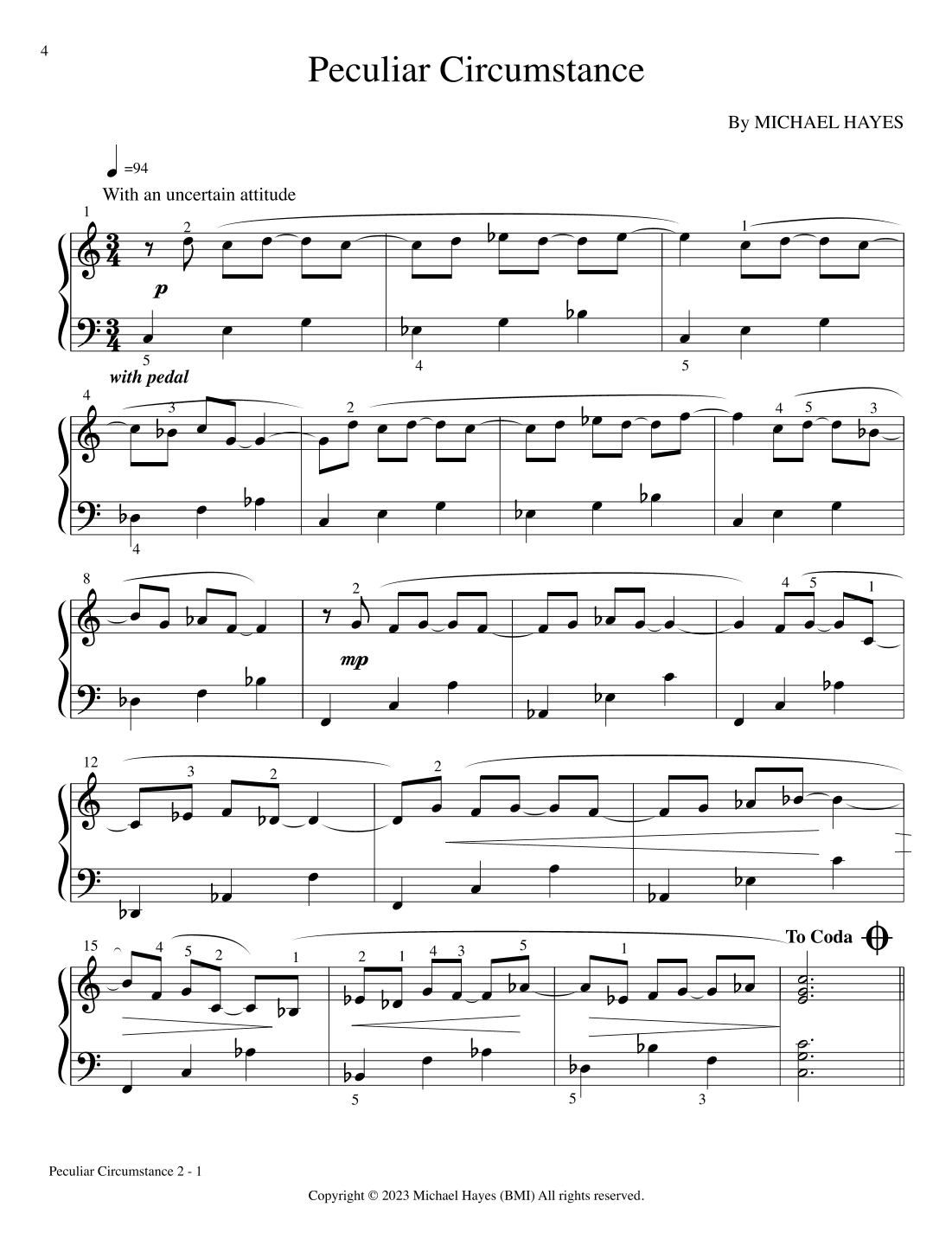 Peculiar Circumstance - From 24 Short Piano Pieces in All Keys