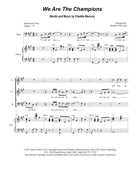 We Are The Champions (arr. Stephen DeCesare)