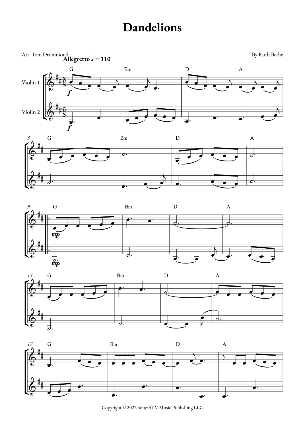 Dandelions (arr. Tom Drummond)
