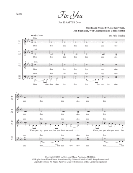 Fix You (arr. Julie Gaulke)