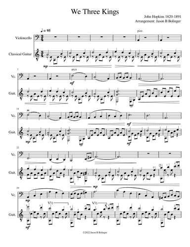 We Three Kings for Cello and Guitar (arr. Jason B Bolinger)