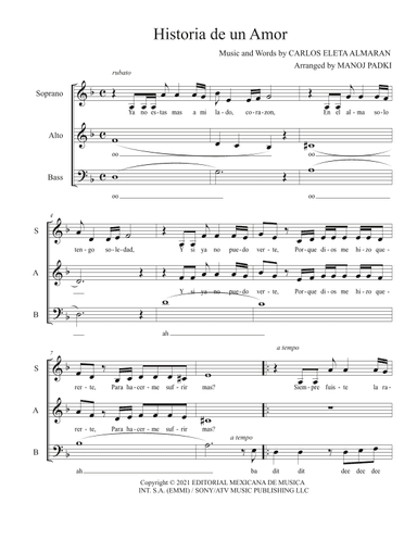 Historia De Un Amor (arr. Manoj Padki)