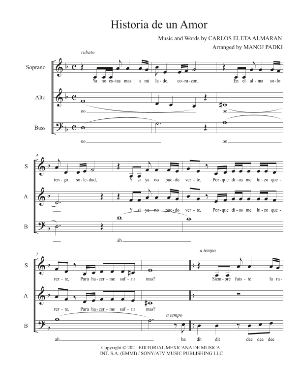 Historia De Un Amor (arr. Manoj Padki)