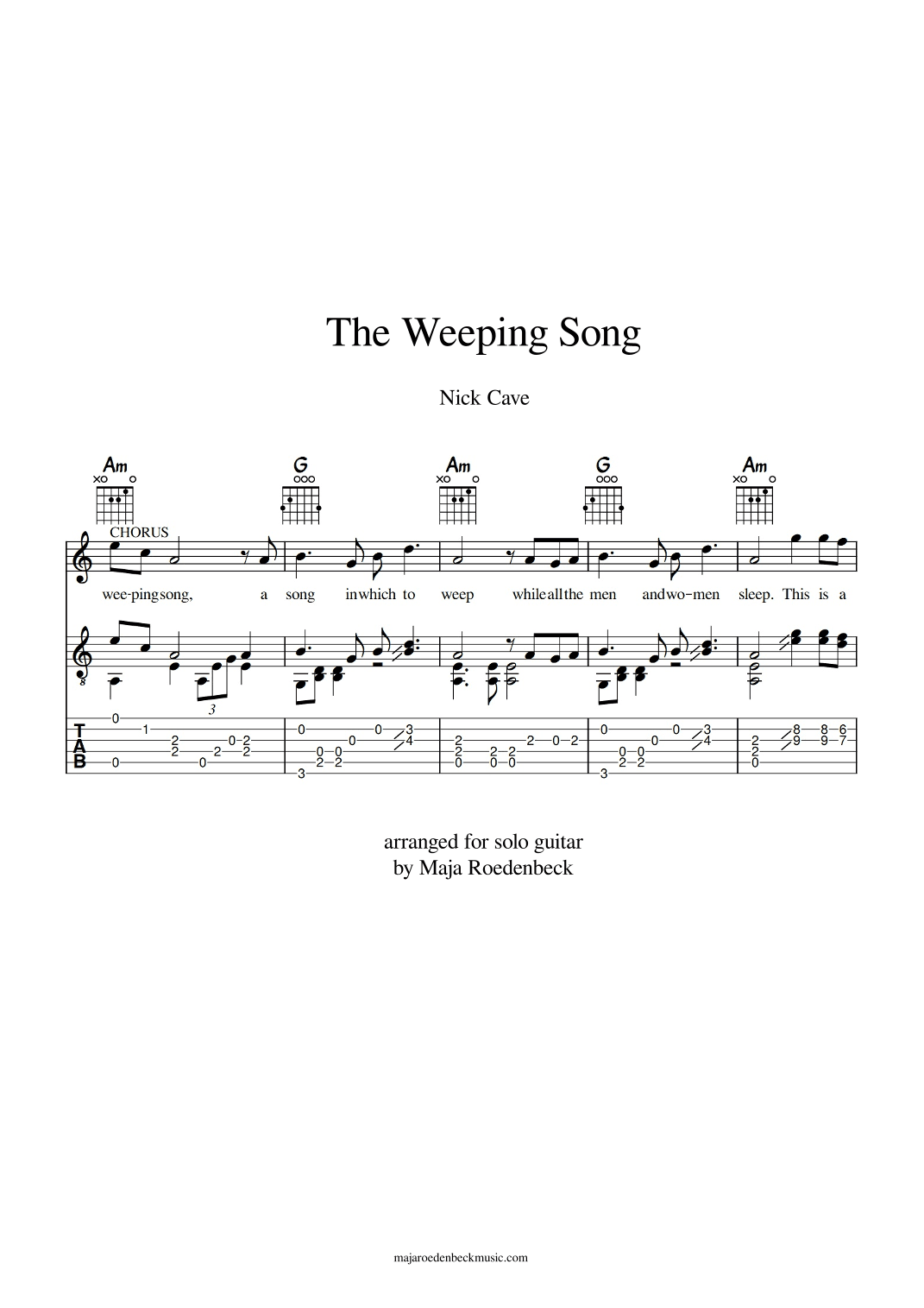 The Weeping Song (arr. Maja Roedenbeck)